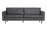 tamsiai pilka sofa