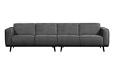 tamsiai pilka sofa