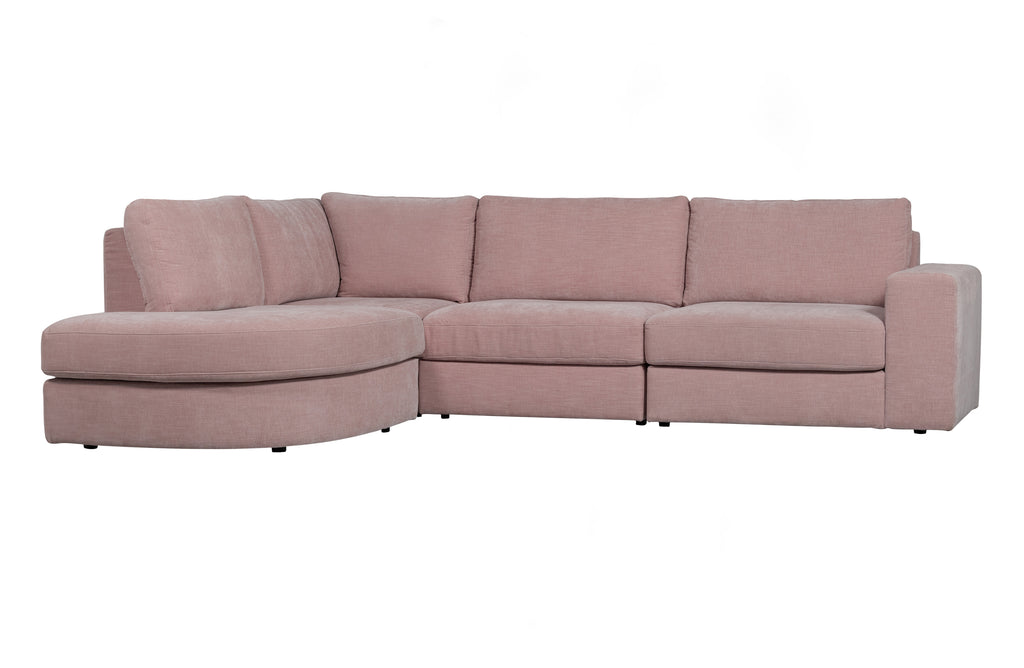 Rožinė kampinė sofa