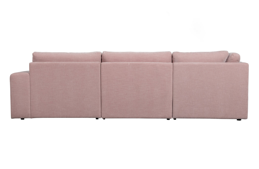 Kampinė sofa rožinės spalvos