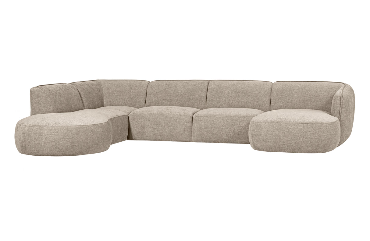 smėlio spalvos kampinė sofa