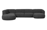 tamsiai pilka sofa