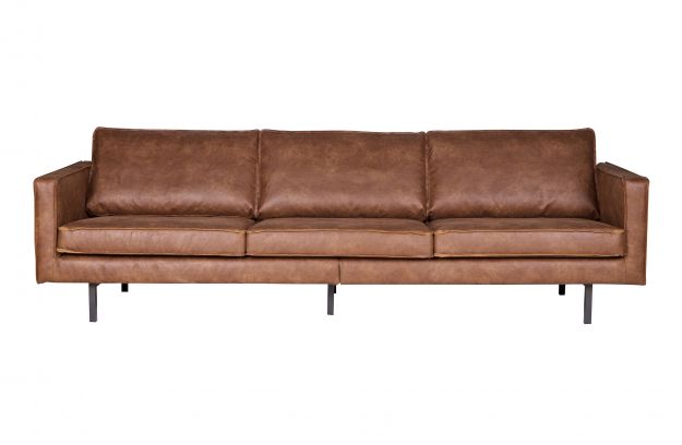 Ruda sofa iš odos